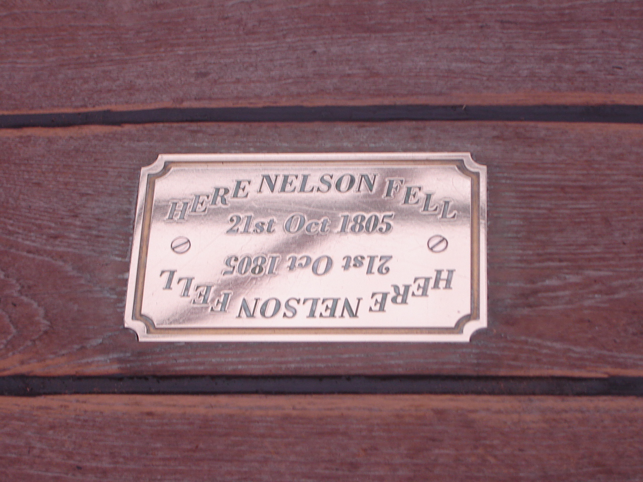 The plaque commemorating Nelson